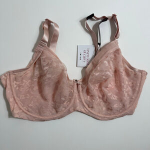 Women's Curvy Couture Pink Lace Unlined Underwire Bra 38H